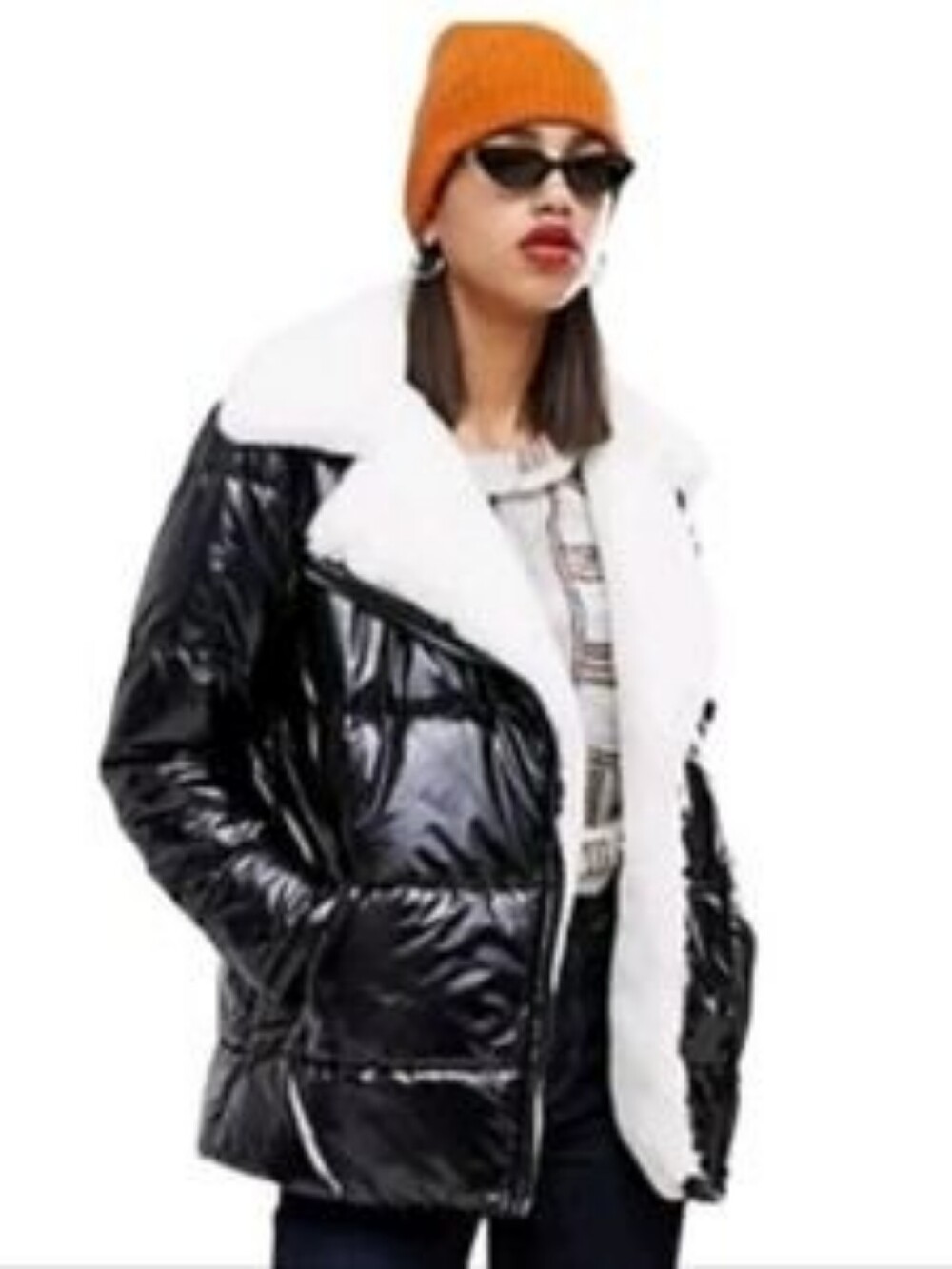 Current Air High Shine Fleece Puffer Jacket In S